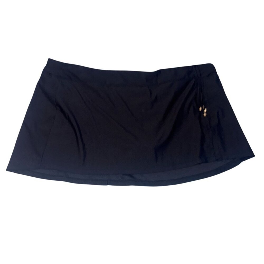 Time And Tru Womens Black Skort 3X With Beaded Drawstring Accents Polyester Blen